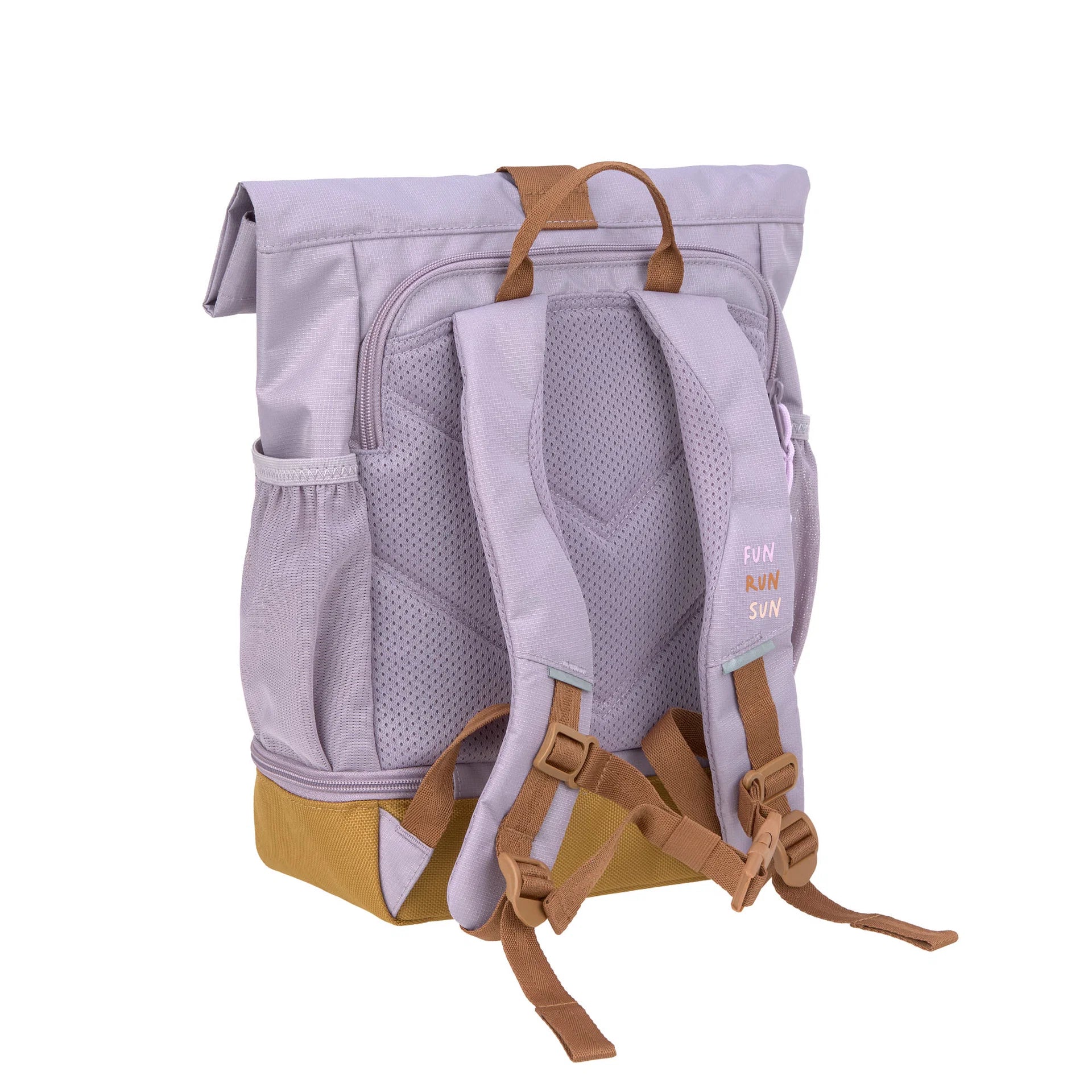 Kinderrucksack Rolltop 9-11L Little Gang von Lässig in Lila mit gepolsterten Schultergurten