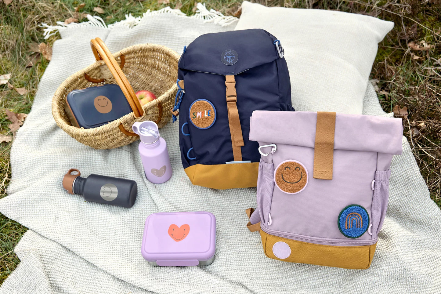 Kinderrucksack Rolltop 9-11L Little Gang von Lässig in Lila mit gepolsterten Schultergurten