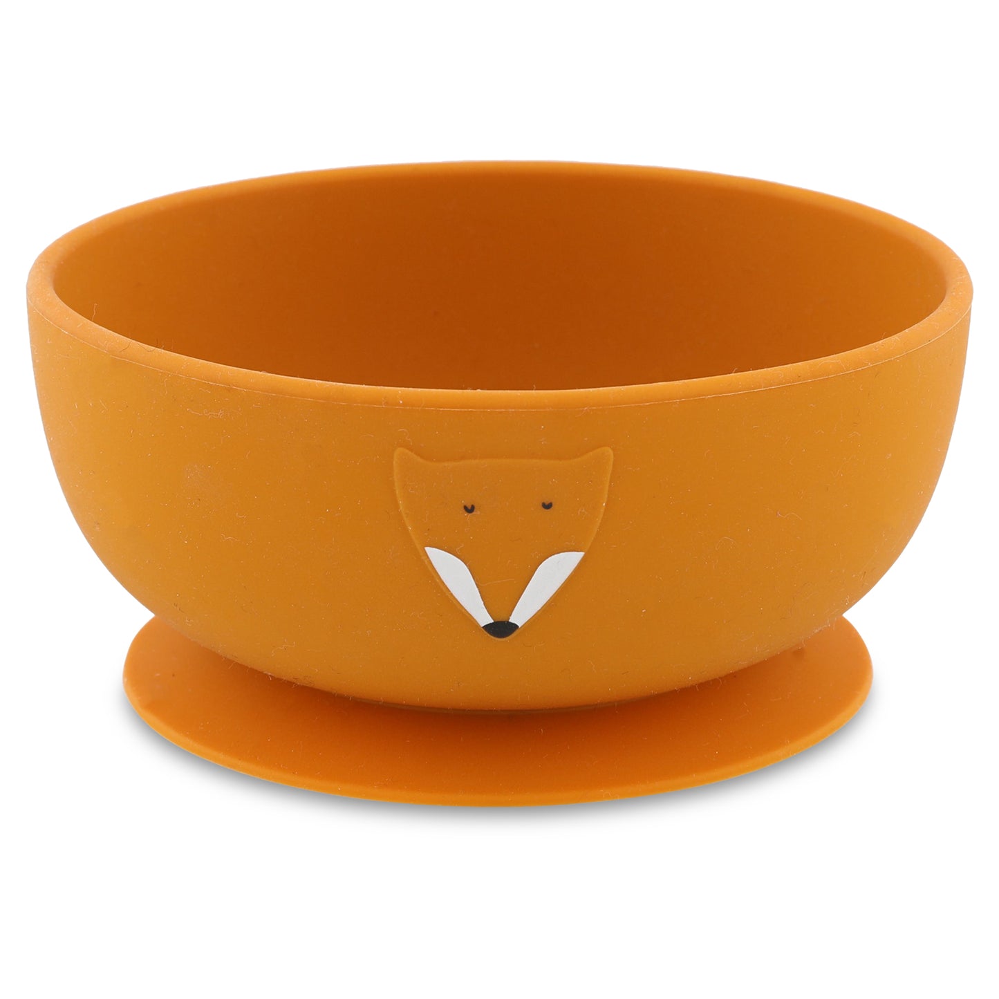 Silikon-Schüssel Trixie Mr. Fox in Creme mit Fuchs-Design und schwarzem Saugnapf