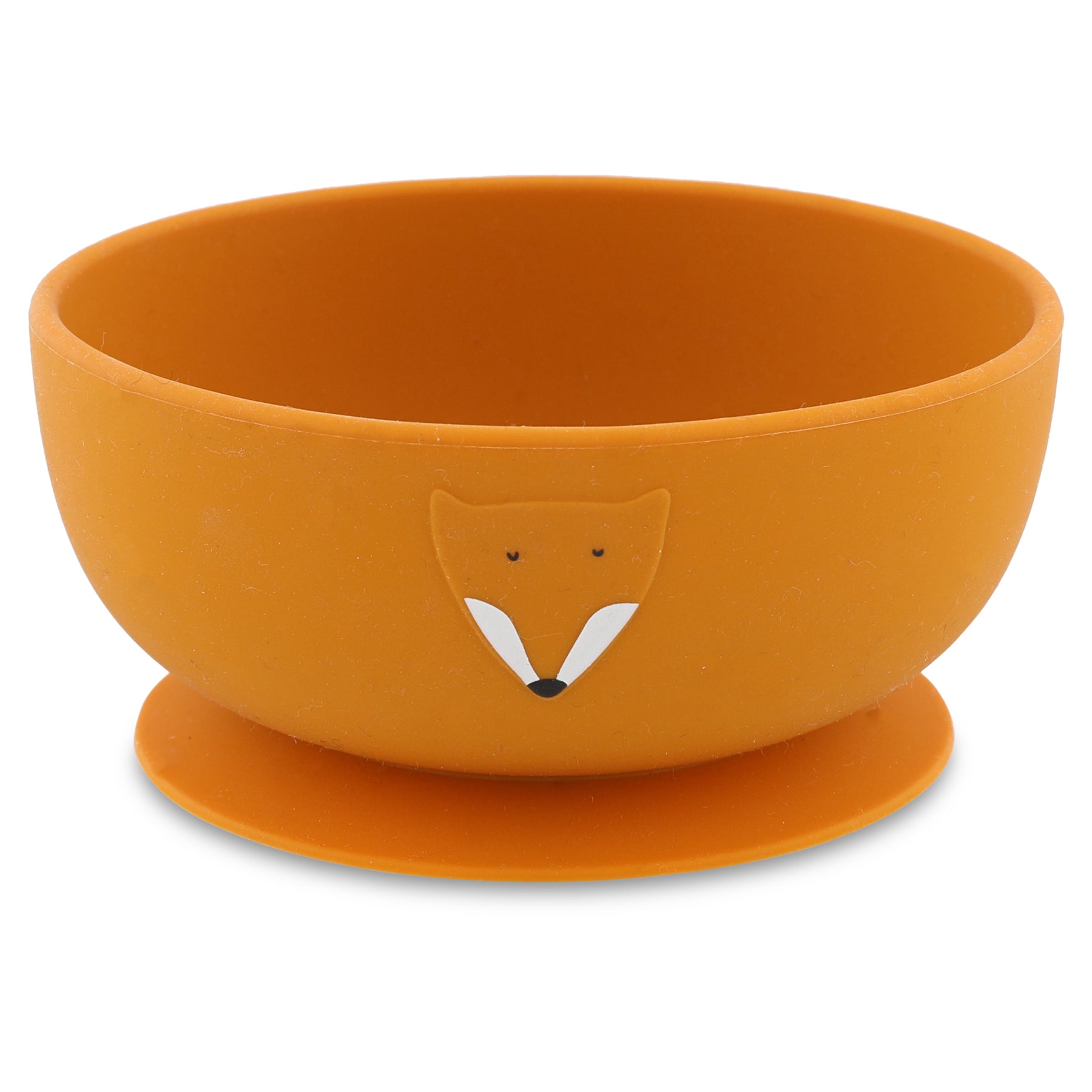 Silikon-Schüssel Trixie Mr. Fox in Creme mit Fuchs-Design und schwarzem Saugnapf
