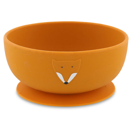 Silikon-Schüssel Trixie Mr. Fox in Creme mit Fuchs-Design und schwarzem Saugnapf