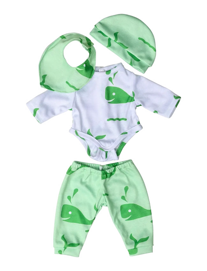 Lillan & Friends - Body und Hose, Mütze, Lätzchen - Wal (Gr.28-35cm)