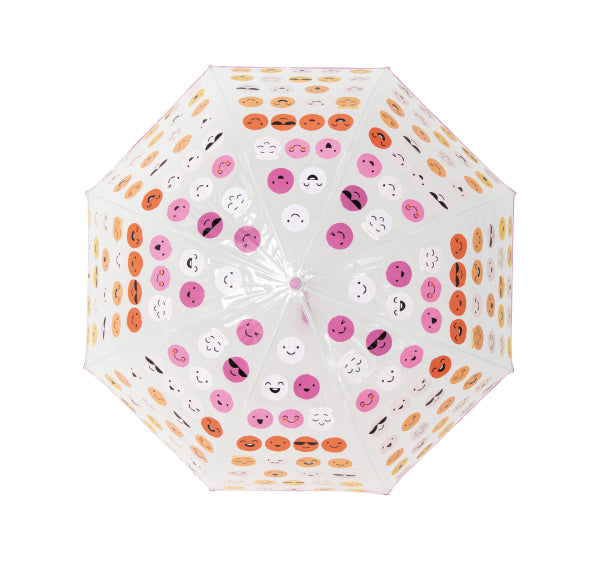 Kinder-Regenschirm Smilyes von Little L mit fröhlichem Smiley-Motiv in Pastellfarben