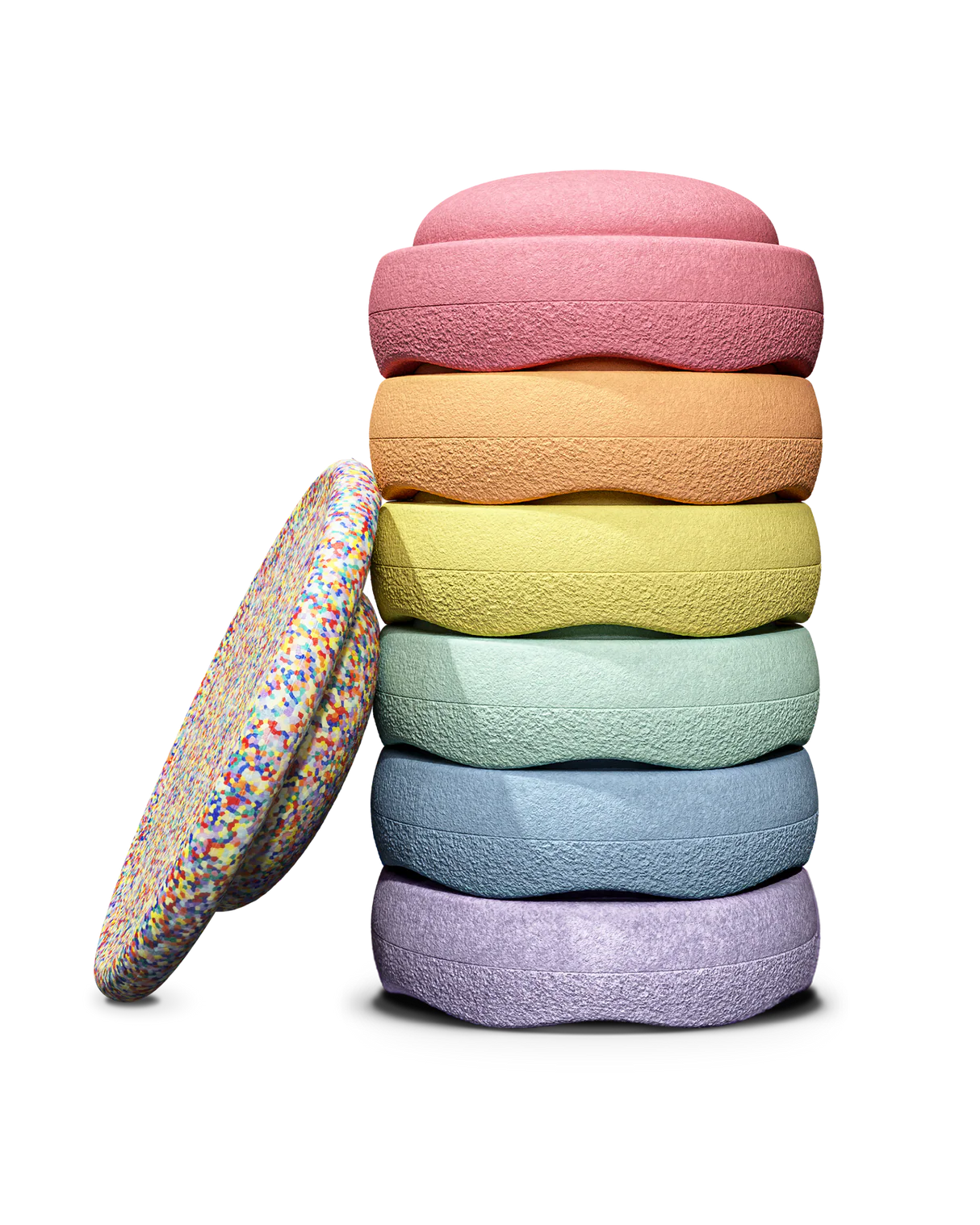 Stapelstein® Rainbow Set pastel – 7-teiliges Set mit Balance Board
