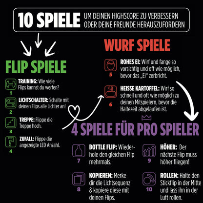 Stickflip Geschicklichkeitsspiel mit bunten Sticks und digitaler Anzeige