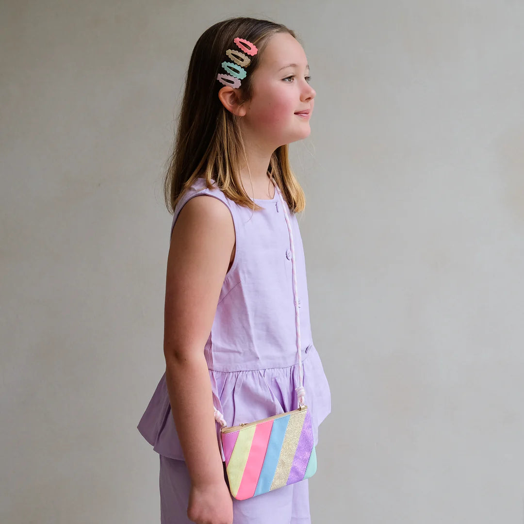 Sherbet Striped Bag von Mimi & Lula, kleine gestreifte Handtasche in Pastellfarben