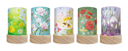 Toverlux Silhouettenlampe mit 5 austauschbaren Papierschirmen, Motive Kapitän Kalk und Blumen