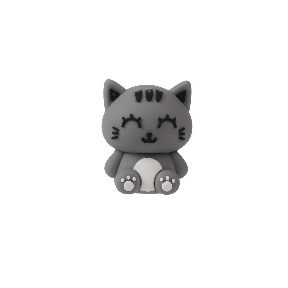 3D-Radiergummi Katze grau mit Gesicht, Vorderansicht