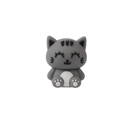 3D-Radiergummi Katze grau mit Gesicht, Vorderansicht