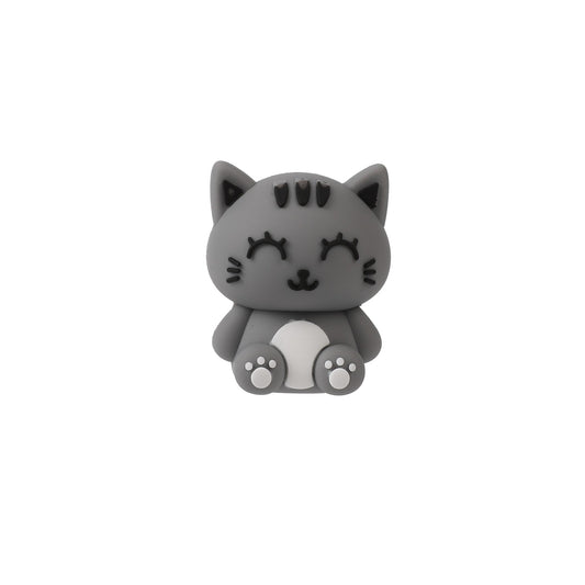 3D-Radiergummi Katze grau mit Gesicht, Vorderansicht