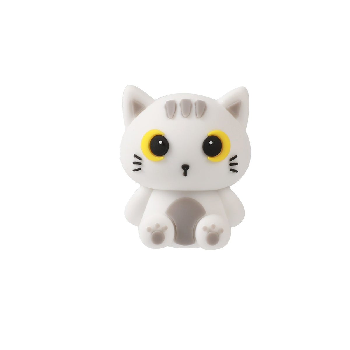 3D-Radiergummi Katze weiß mit Gesicht, Vorderansicht