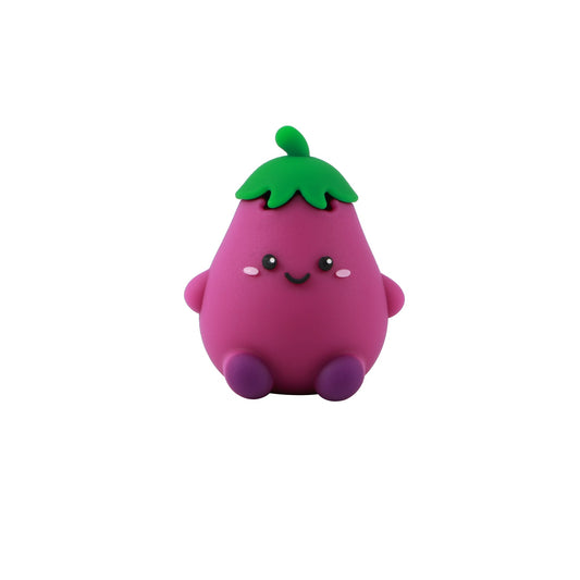 3D-Radiergummi Aubergine mit Gesicht, Vorderansicht