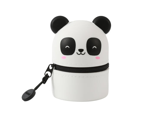 Mini-Etui aus Silikon, gestaltet als Panda, mit Reißverschluss und Anhänger