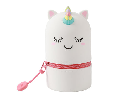 Mini-Etui aus Silikon, gestaltet als Einhorn, mit Reißverschluss und Anhänger