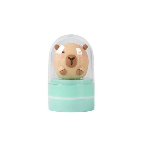 Stempel mit Figur Capybara unter der durchsichtigen Schutzkappe