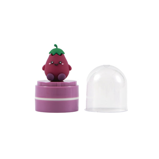 Stempel mit Figur Aubergine, Schutzkappe abgenommen daneben