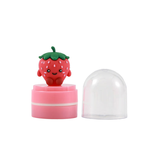 Stempel mit Figur Erdbeere, Schutzkappe abgenommen daneben