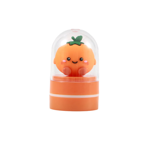 Stempel mit Figur Orange unter der durchsichtigen Schutzkappe