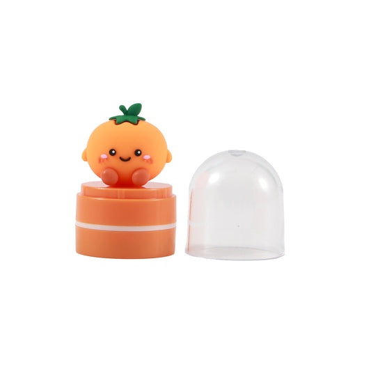 Stempel mit Figur Orange, Schutzkappe abgenommen daneben