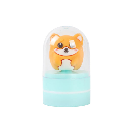 Stempel mit Figur Shiba-Hund unter der durchsichtigen Schutzkappe