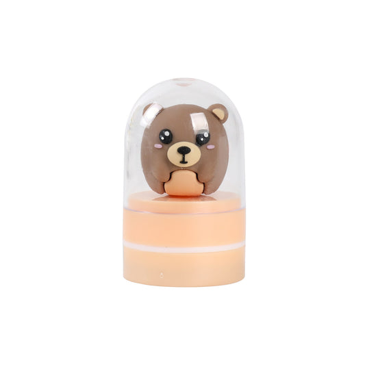 Stempel mit Figur Bär unter der durchsichtigen Schutzkappe
