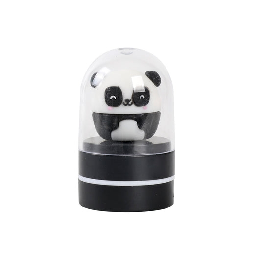 Stempel mit Figur Panda unter der durchsichtigen Schutzkappe