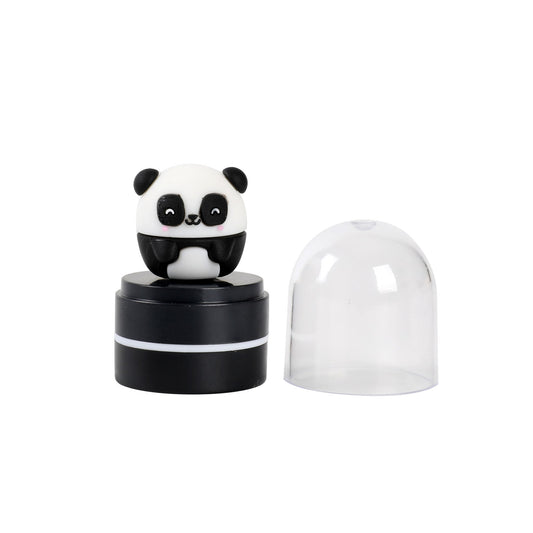 Stempel mit Figur Panda, Schutzkappe abgenommen daneben