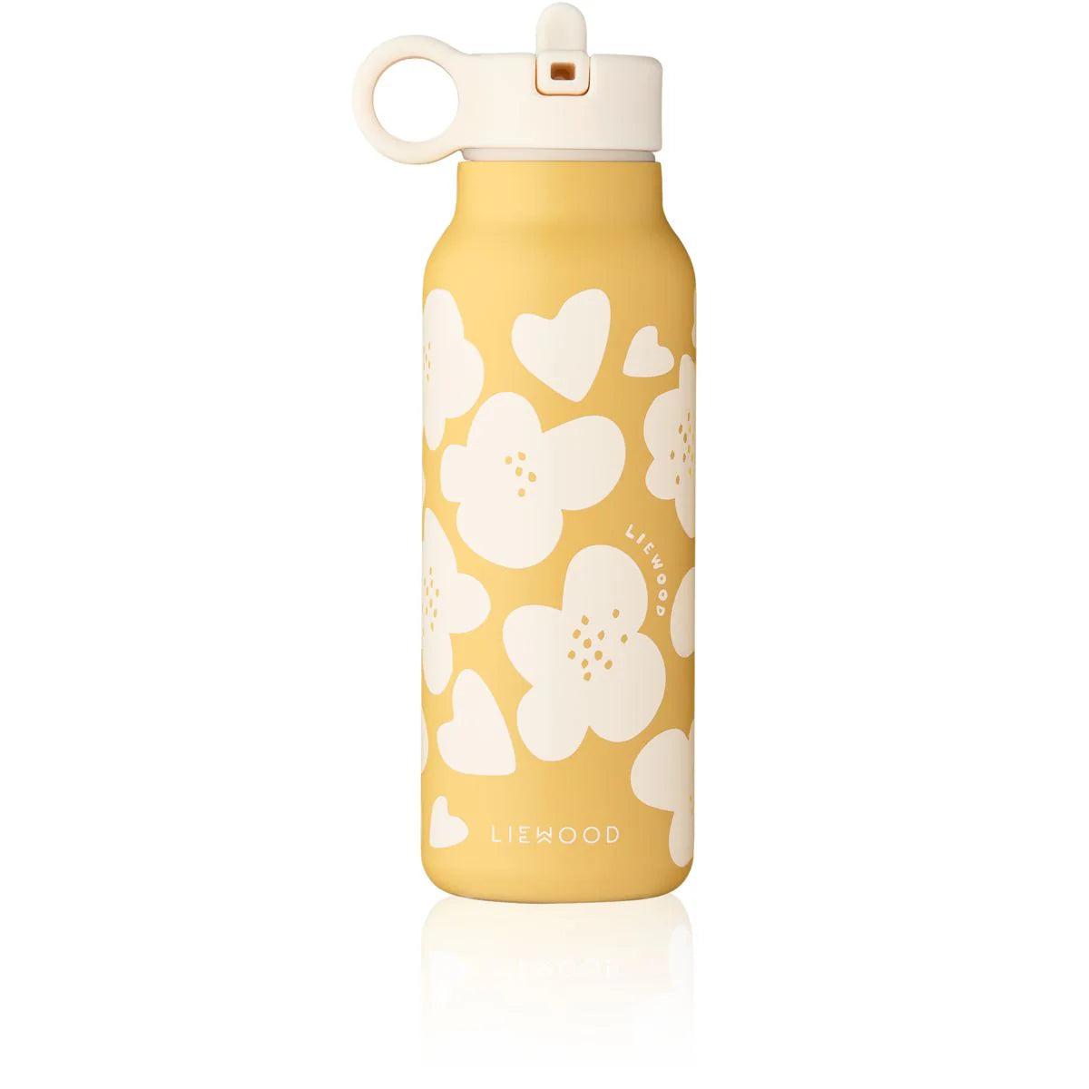 Liewood Falk Trinkflasche Flower aus recyceltem Edelstahl mit Pop-up-Strohhalm und Tragegriff