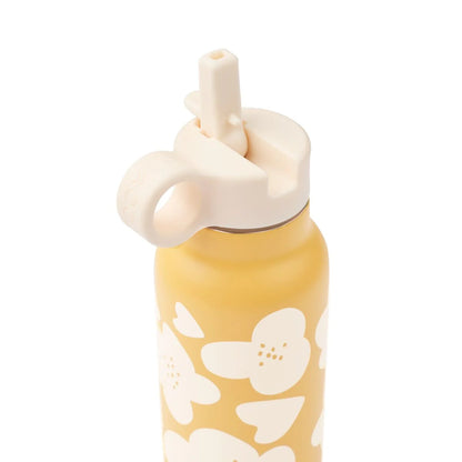 Liewood Falk Trinkflasche Flower aus recyceltem Edelstahl mit Pop-up-Strohhalm und Tragegriff