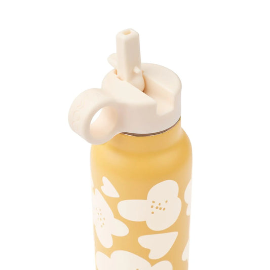 Liewood Falk Trinkflasche Flower aus recyceltem Edelstahl mit Pop-up-Strohhalm und Tragegriff