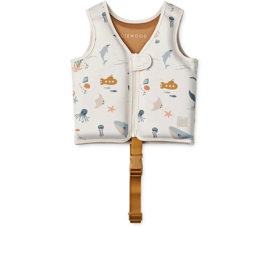 Dove Schwimmweste Liewood aus Neopren mit Meeresmuster für Kinder 11-15kg
