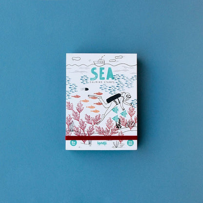 Verpackung Londji Sea Calm Stamps Stempelset mit Taucherin zwischen Korallen und Fischen