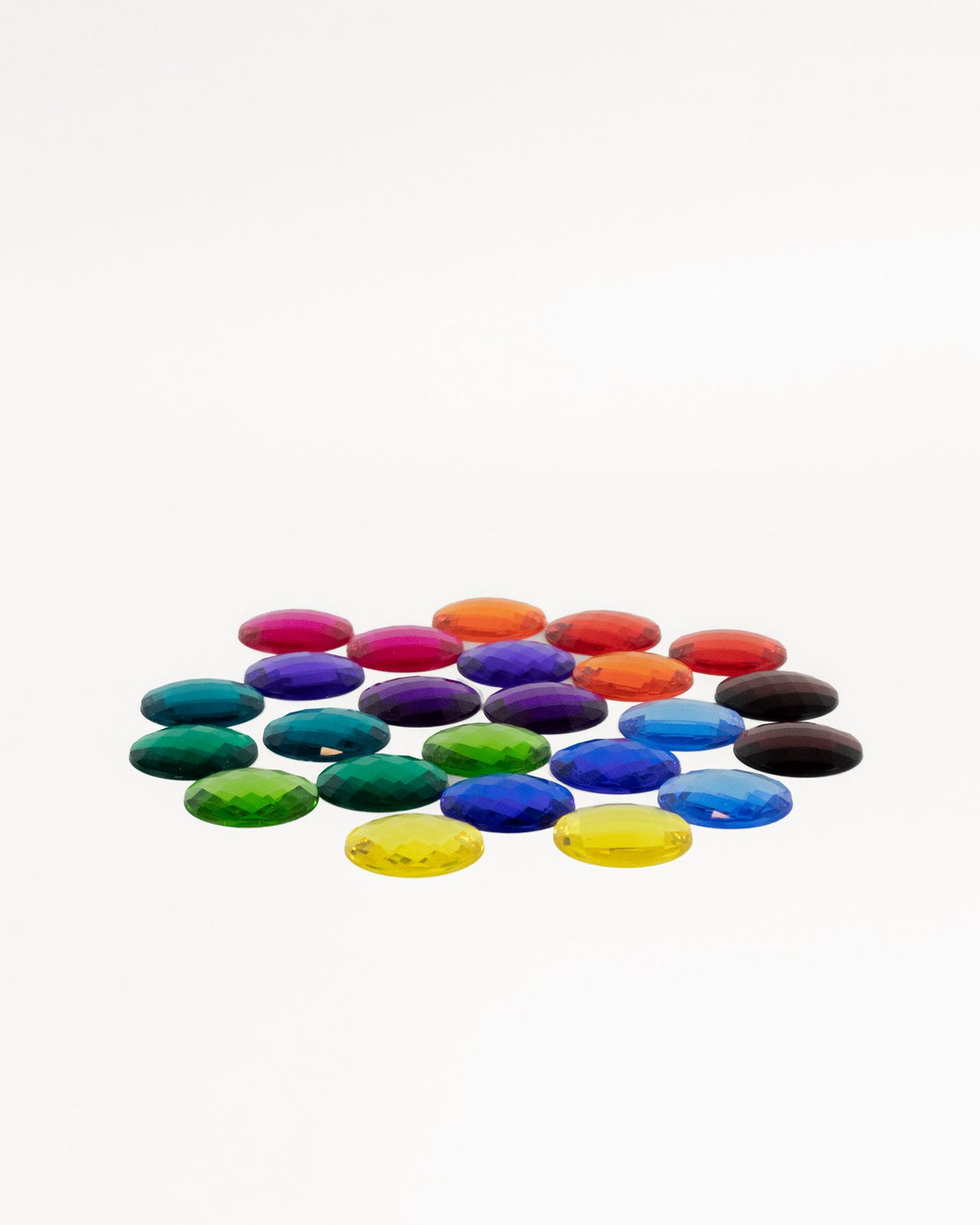 Bauspiel Funkelsteine Transparent, 24 ovale Steine in verschiedenen Farben, Packshot von oben