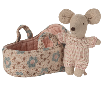 Rosafarbene Tragetasche für Babymaus von Maileg aus Stoff