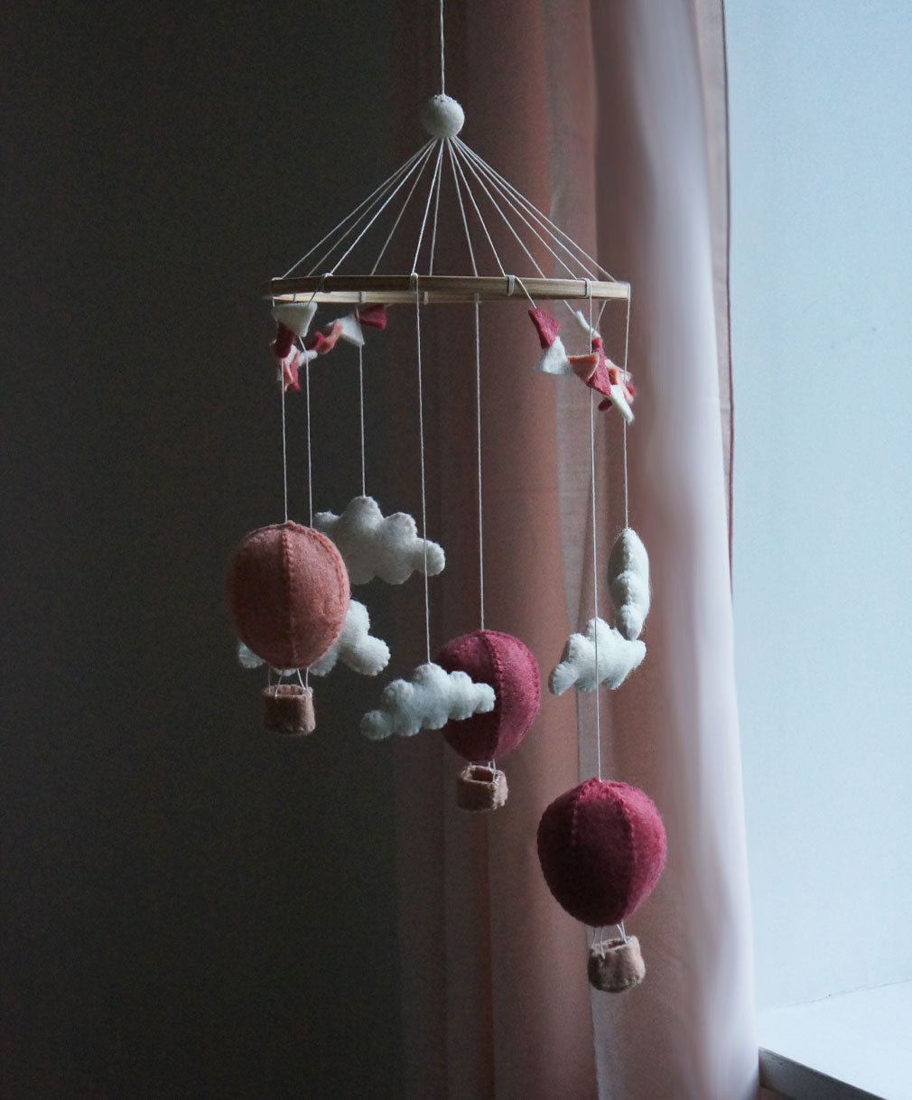 Gamcha - Filz-Mobile - Ballon - koralle/rosa