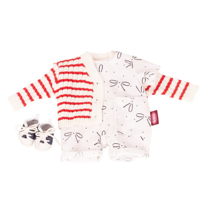 Götz - Babykombi The Bow, Anzug, Jacke und Schuhe - Puppenkleidung Gr. S (30-33cm)
