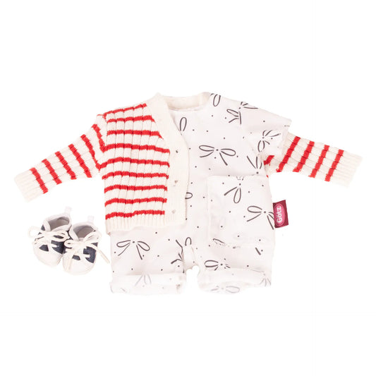 Götz - Babykombi The Bow, Anzug, Jacke und Schuhe - Puppenkleidung Gr. S (30-33cm)