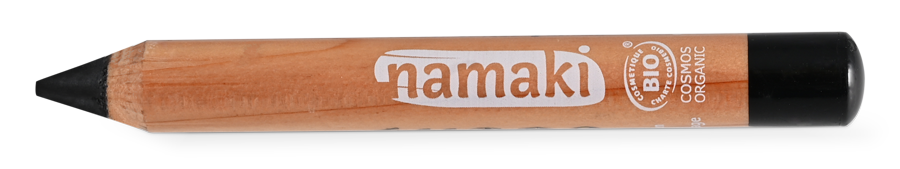 Namaki Schminkstift dick in Schwarz, Packshot mit Holzschaft und schwarzer Spitze