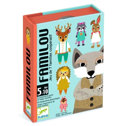Kartenspiel Familou von Djeco mit illustrierten Katzenfamiliencharakteren