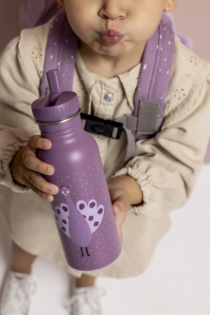 Edelstahl-Trinkflasche Mrs. Peacock 500ml von Trixie mit Pfauen-Motiv