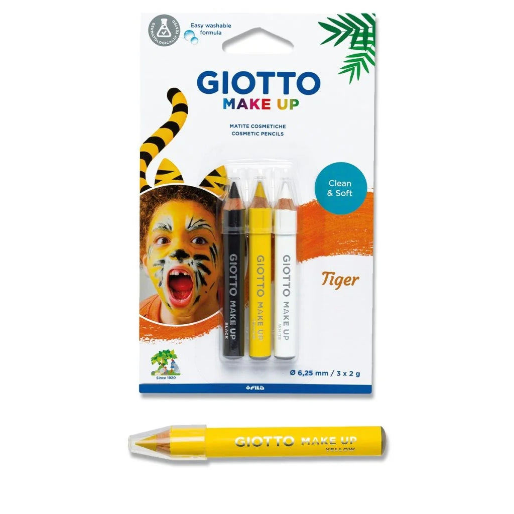 Lyra Giotto Make Up Kinderschminkstifte Set mit 3 Stiften in orange, schwarz und weiß für Tiger-Make-up