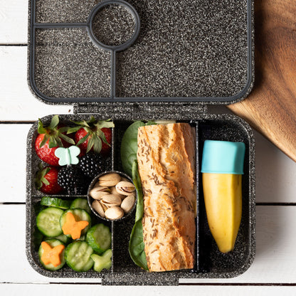 LEKKABOX - Glamour Lunchbox Brotbox mit 4 Fächern - schwarz glitzer