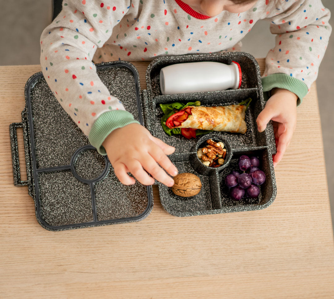 LEKKABOX - Glamour Lunchbox Brotbox mit 4 Fächern - schwarz glitzer