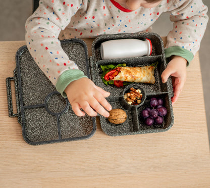 LEKKABOX - Glamour Lunchbox Brotbox mit 4 Fächern - schwarz glitzer