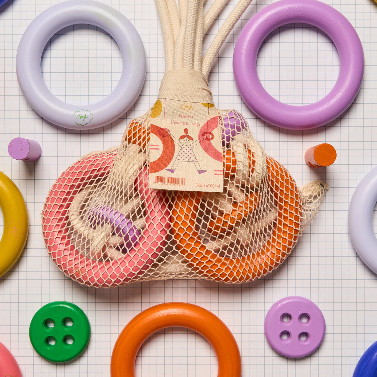 Eperfa Indoor Gymnastikringe in Rosé und Orange aus stabilem Material