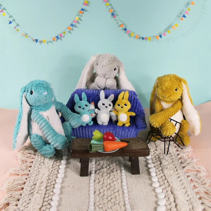 Kuscheltier-Set Mama und Baby Hase grau von Les Déglingos, 25cm