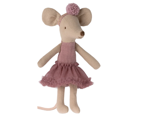 Ballerina-Maus Große Schwester Heather von Maileg mit rosa Ballettkleid und Spitzenschuhen