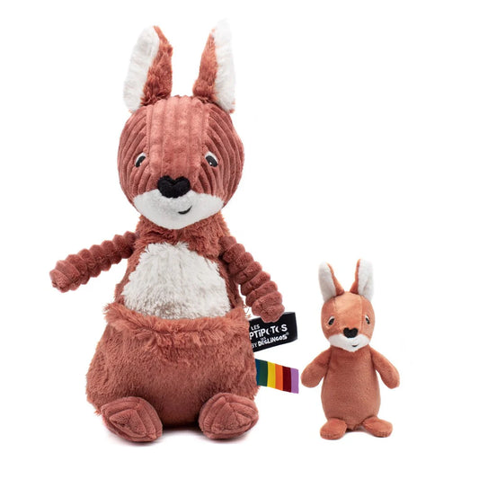 Les Déglingos - Les Ptipotos - Mama und Baby Kangaroo - rot braun 30cm