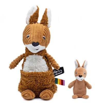 Plüschkänguru Mama und Baby Les Déglingos in Braun, 30 cm groß
