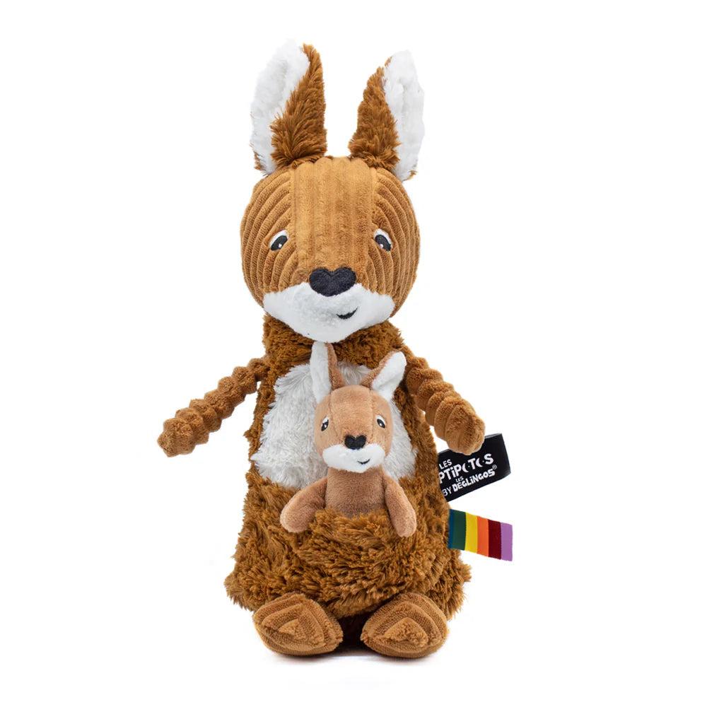 Plüschkänguru Mama und Baby Les Déglingos in Braun, 30 cm groß